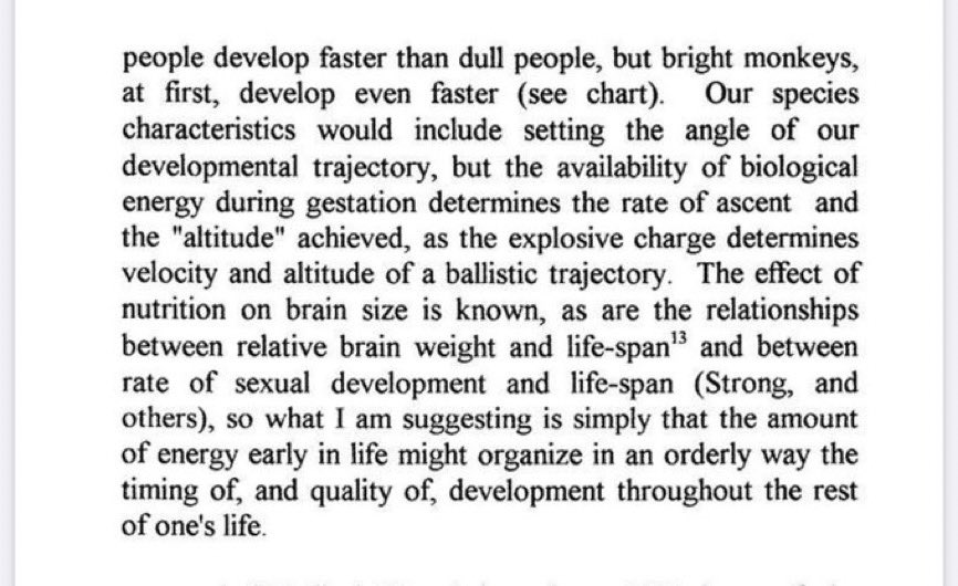 early puberties are a sign of a stressed organism.

late puberties are a sign of ultimate health.

Ray Peat once said that there were instances of members of European nobility that didn’t hit puberty until they were 25 years of age because of very good nourishment and low stress