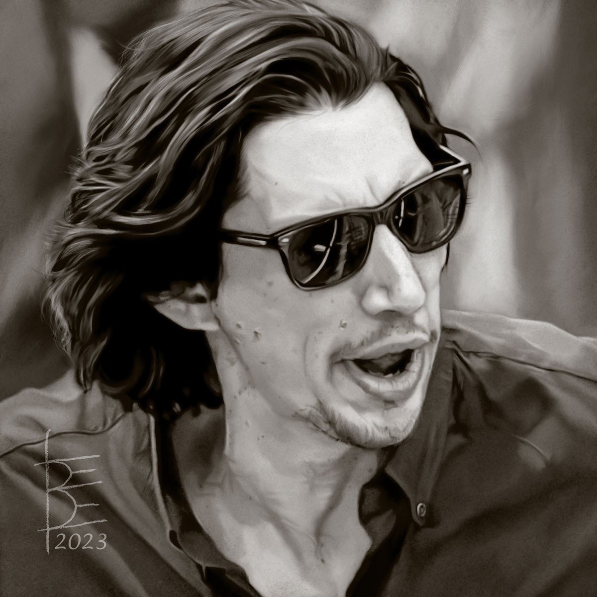 one year ago today we got to see this digital painting / indy500 / adam driver