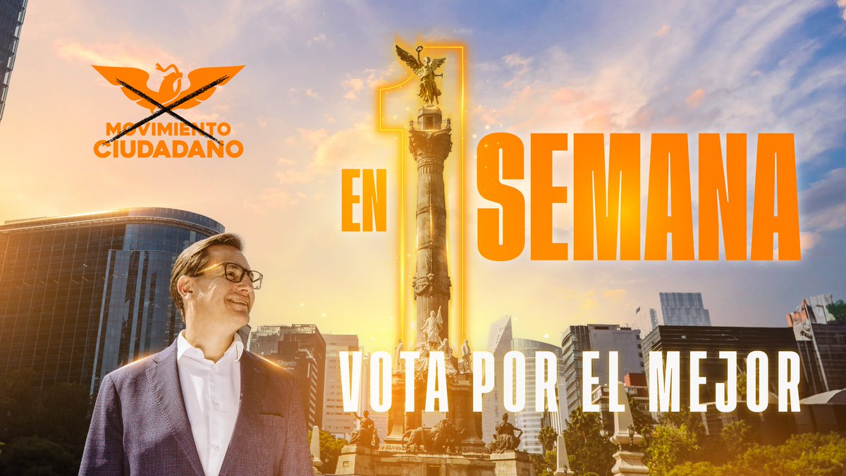 Chertorivski's tweet photo. En solo 7 días, podrás elegir al mejor candidato para gobernar esta Ciudad. ¡Vota por un mejor futuro! ¡Vota @MovCiudadanoMX! https://t.co/IqiFIBjXMq