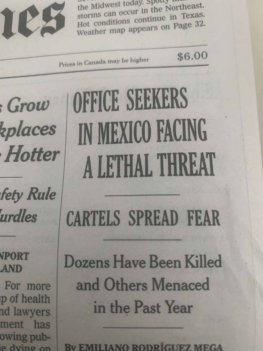 Es una de las elecciones más sangrientas que se recuerden en México. El @nytimes reporta hoy que 36 candidatos han sido asesinados en el último año y 14 familiares de candidatos. México sigue siendo un país violentísimo. Ese es uno de los temas centrales del 2 de junio.