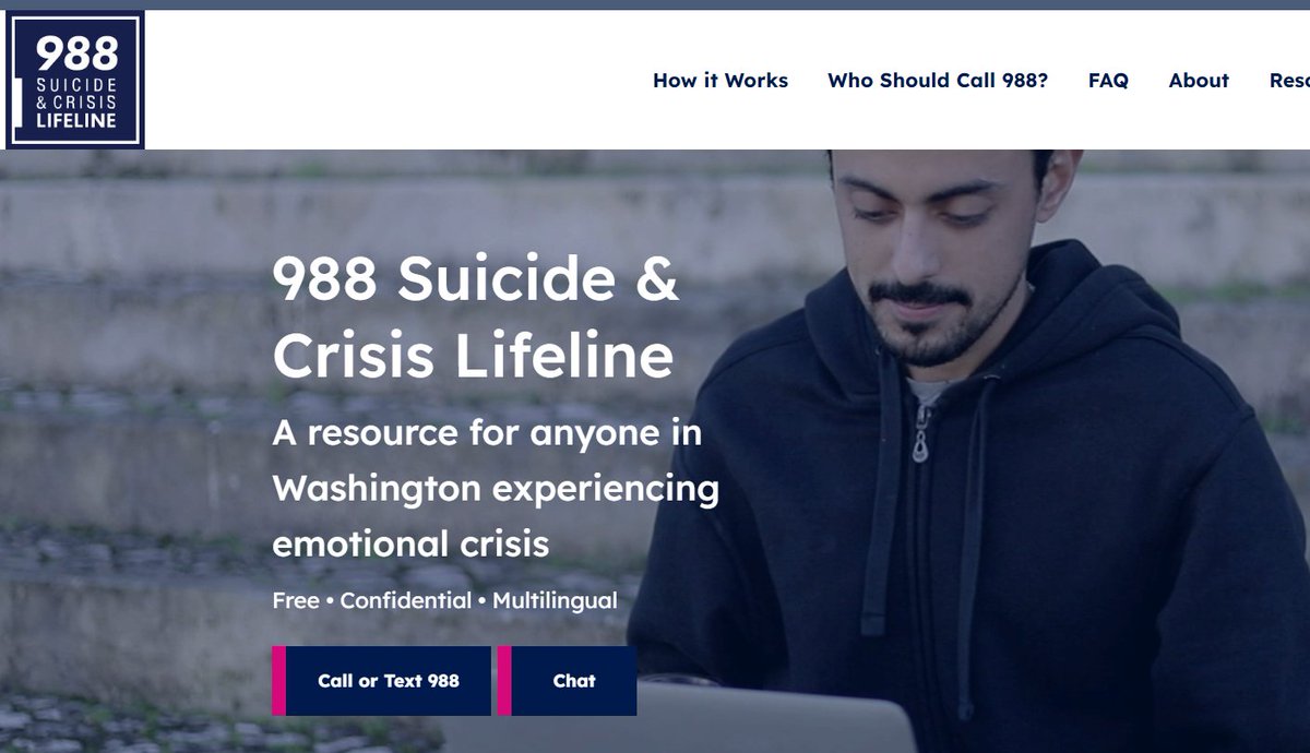 Recently @WADeptHealth launched a new 988 Suicide & Crisis Lifeline site specifically for people in Washington state. 988 connects anyone experiencing a mental health or substance use crisis w/ help. Check it out & share w/ anyone who needs it: wa988.org