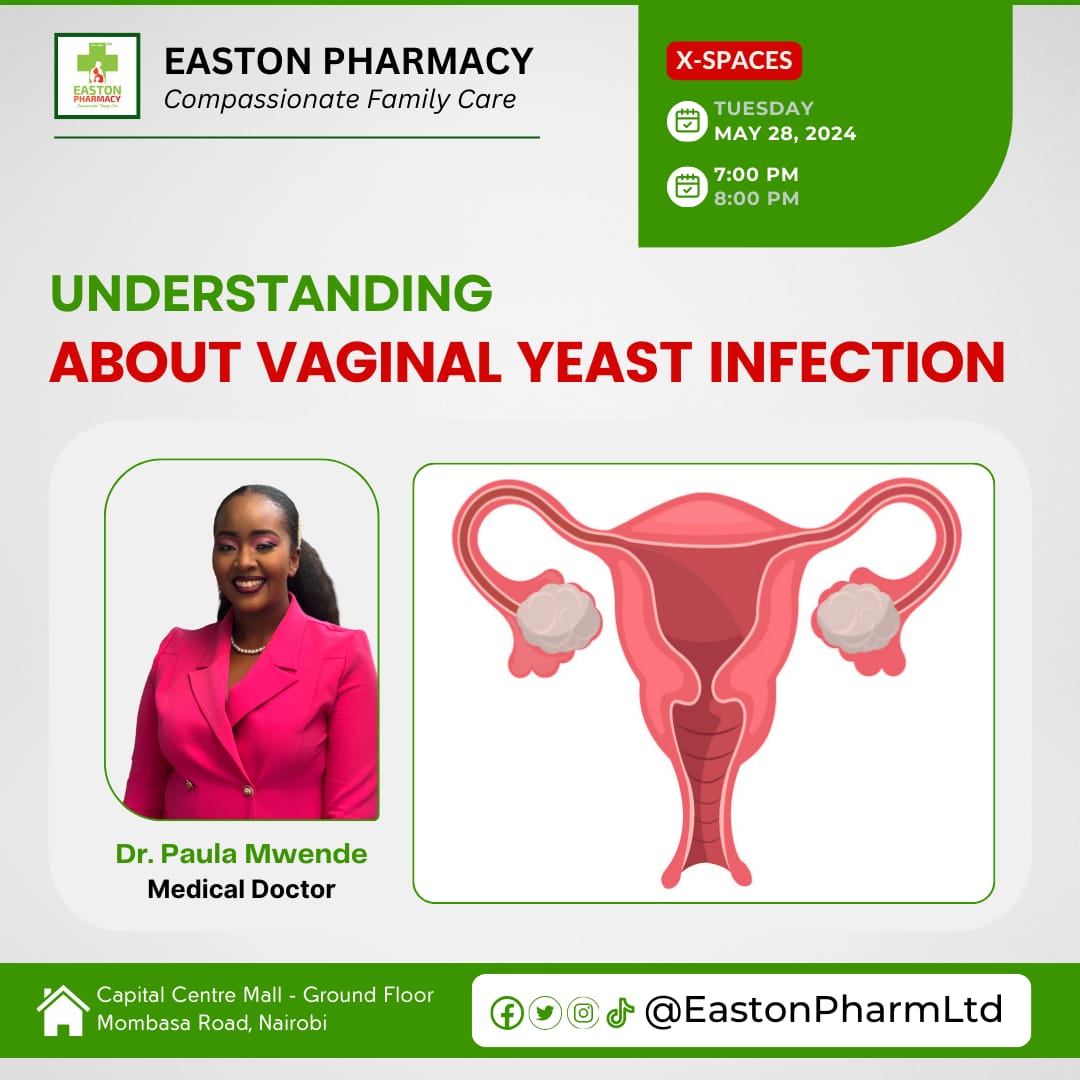 MwendePaula's tweet photo. Join us for a Twitter Space with Dr. Paula Mwende and Easton Pharmacy as we discuss everything you need to know about yeast infections. Tune in for expert advice, prevention tips, and answers to your questions! #HealthTalk #YeastInfection #PharmacyChat https://t.co/pgi6JFNhCI