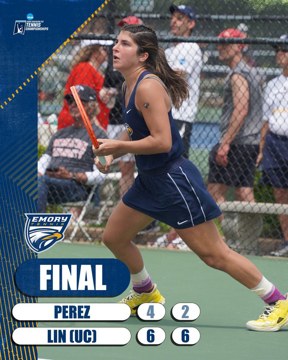 Final from St. Louis.

Ana Cristina Perez falls to top-seeded Rena Lin from UChicago in the national quarterfinals. She’ll end her season with a 22-10 record in singles. 

Thank you, ACP, on an outstanding career as an Eagle! 💙💛

#FlyHigher