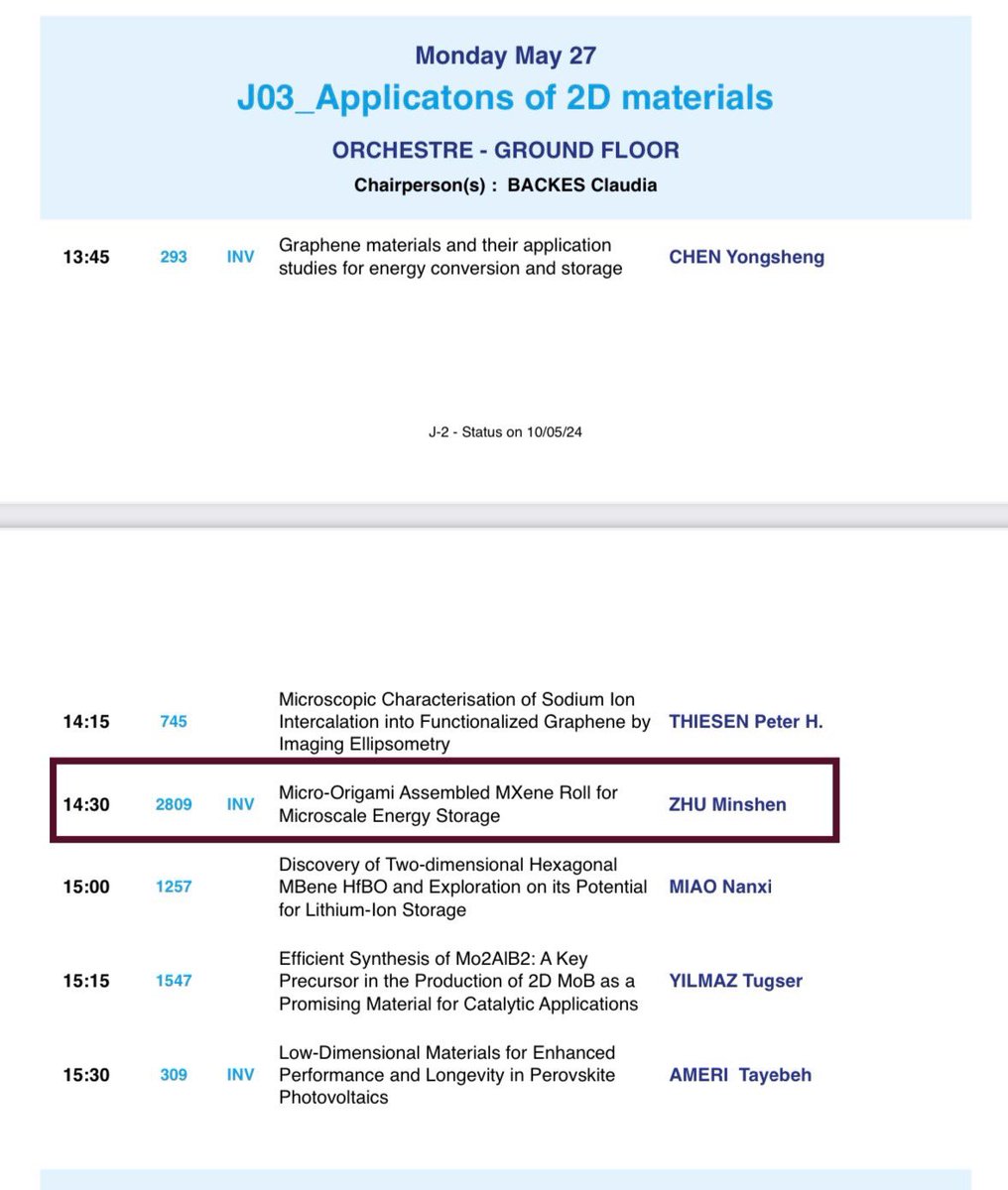 At #EMRS spring meeting. Will give an invited talk on Micro-Origami MXene at Symposium J tomorrow 14:30. Looking forward to discussions.