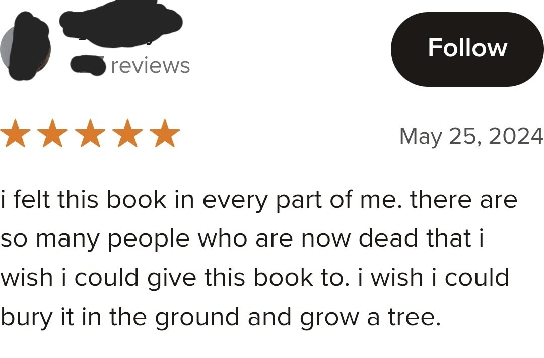 I don't usually peek at my Goodreads reviews too often but this one for Bird Suit hit me right in the heart! 🥲