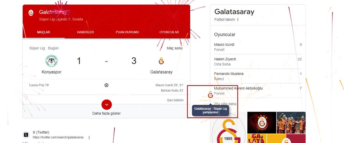 Fenerbahçe'yi tebrik ederim.
Hesabını donduran Meral'e geçmiş olsun dilerim🤡
Drogba'yı hatırlatan golü gördüğüm an şöyle dedim                         
                                            
                ŞAMPİYONNNNNNN GALATASARAY