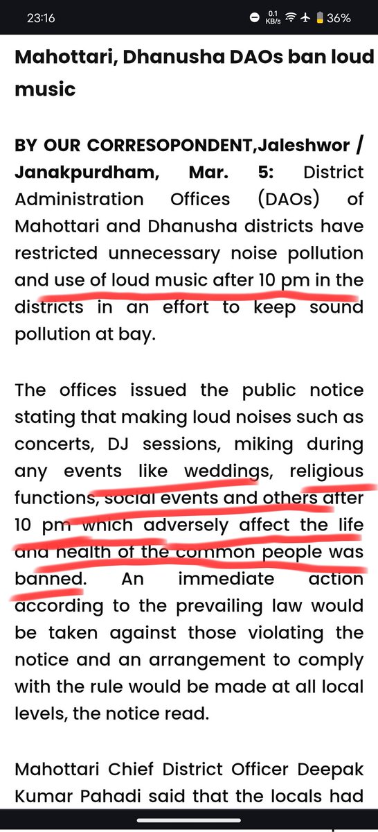 urrahuladhikari's tweet photo. @PM_nepal_ @NepalPoliceHQ @MofaNepal  @RONBupdates

It's 11 PM, and the loudspeaker noise from a wedding is unbearable as it's hanging just above my house. The sound is so loud that no one can sit outside, nor can we bear it indoors. https://t.co/BZNyrTDwfp