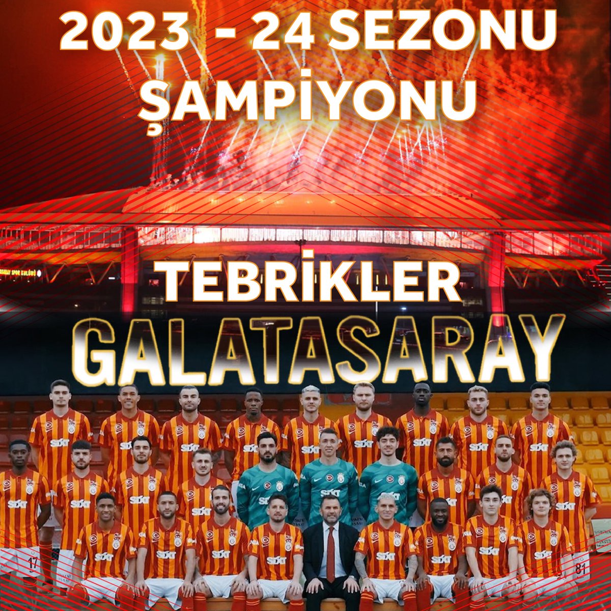 Tebrikler #Galatasaray 🎉🏆 2023-2024 Sezonu Süper Lig Şampiyonu olan @GalatasaraySK’yı tebrik ediyorum.