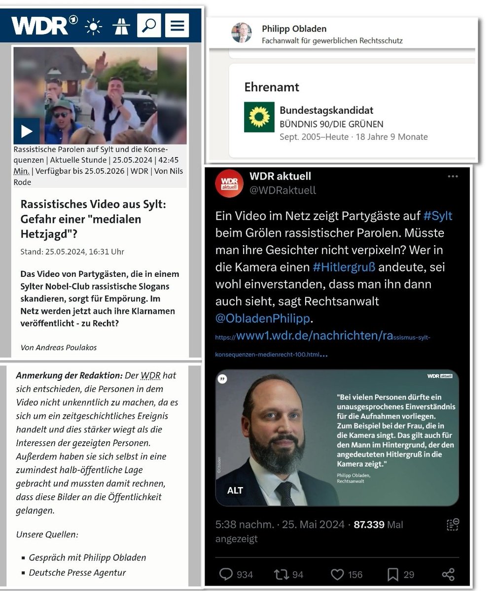 Der Anwalt aufgrund dessen Einschätzung der WDR das Sylt Video nicht verpixelte, war Bundestagskandidat der Grünen. #ReformOerr #OerrBlog via @jnswin