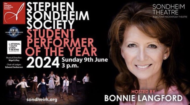 Two weeks today the sensational @bonnie_langford will be hosting Stephen @SondheimSociety’s Student Performer Of The Year Competition at the Sondheim Theatre, If you haven’t already, Be sure to book your tickets here!, delfontmackintosh.co.uk/whats-on/ssssp… ❤️🌟, #SSSSPOTY2024