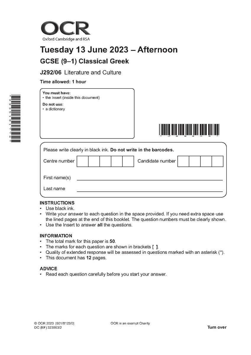 2023 Ocr Gcse Classic Greek Question Paper 6