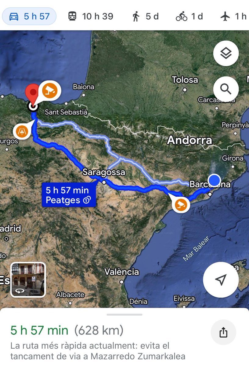 manelromo's tweet photo. Hem anat a Bilbao en vehicle elèctric 🔋🚘, uns 1300km en total, sense que ens condicionés el viatge. Com? Doncs tant a l’anada com a la tornada hem pogut fer només una parada, a Saragossa, per dinar, 50’, suficient per carregar i seguir fins al destí, com hauríem fet amb (1/5) https://t.co/6ei50LhIng