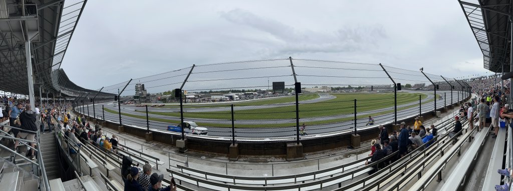 Back in and the @ims crews working on drying the track #Indy500