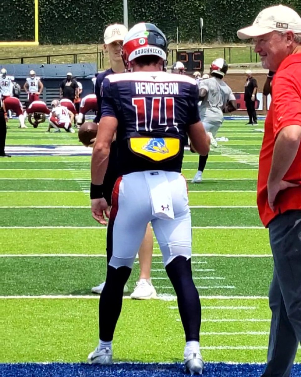 Ace: United Football Media Roughnecks Insider (@aceufm) on Twitter photo Talking to GM Lionel Vital and OC Eric Price pre game they have both confirmed that Nolan Henderson will take a majority of snaps today against the Panthers.
Also, peep the <a href="/Delaware_FB/">Delaware Football</a> back plate he's rockin. Nolan is a man that never forgets what got him where he is! #UFL Talking to GM Lionel Vital and OC Eric Price pre game they have both confirmed that Nolan Henderson will take a majority of snaps today against the Panthers.
Also, peep the <a href="/Delaware_FB/">Delaware Football</a> back plate he's rockin. Nolan is a man that never forgets what got him where he is! #UFL