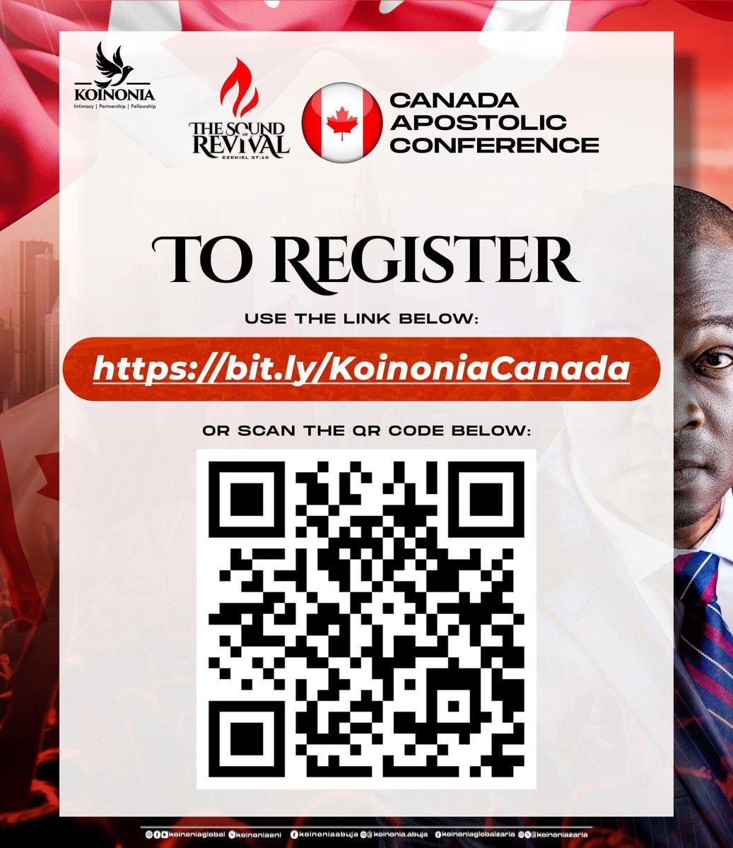 Good news! More seats have been opened for the Koinonia Sound Of Revival Conference, Canada. 💃🏼 Please use the link below to register. eventbrite.com/e/koinonia-can…
