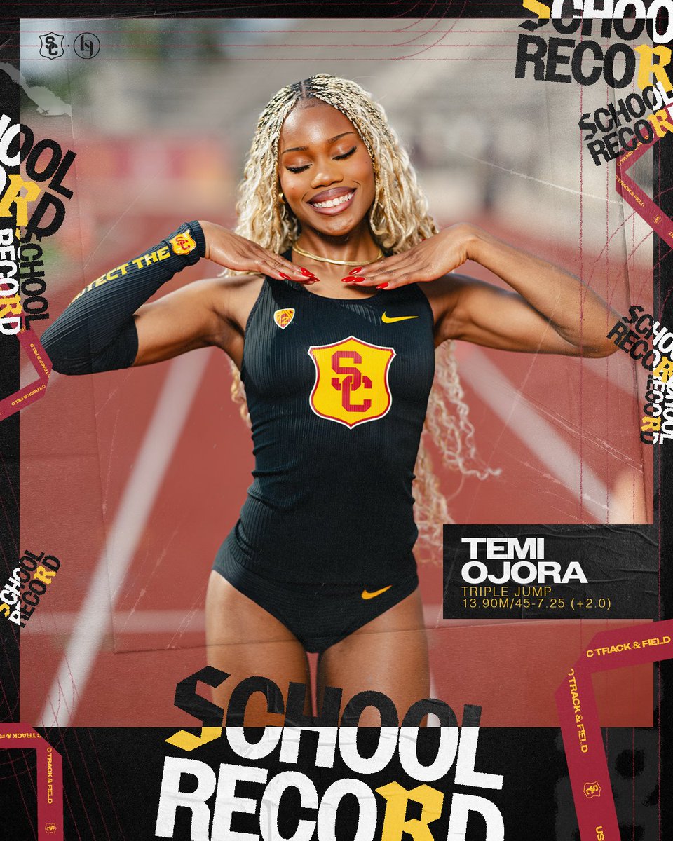 Temi Ojora broke the school triple jump record that had stood since 1988 at NCAA Prelims 👏 Can't wait to see what she does at NCAA Championships!