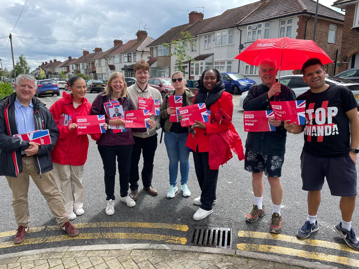 Good to be out come rain or shine for @PrimeshPatel in Harrow. Great reception on the doorstep. 😁 It's time for change time for @UKLabour in government #VoteLabour2024