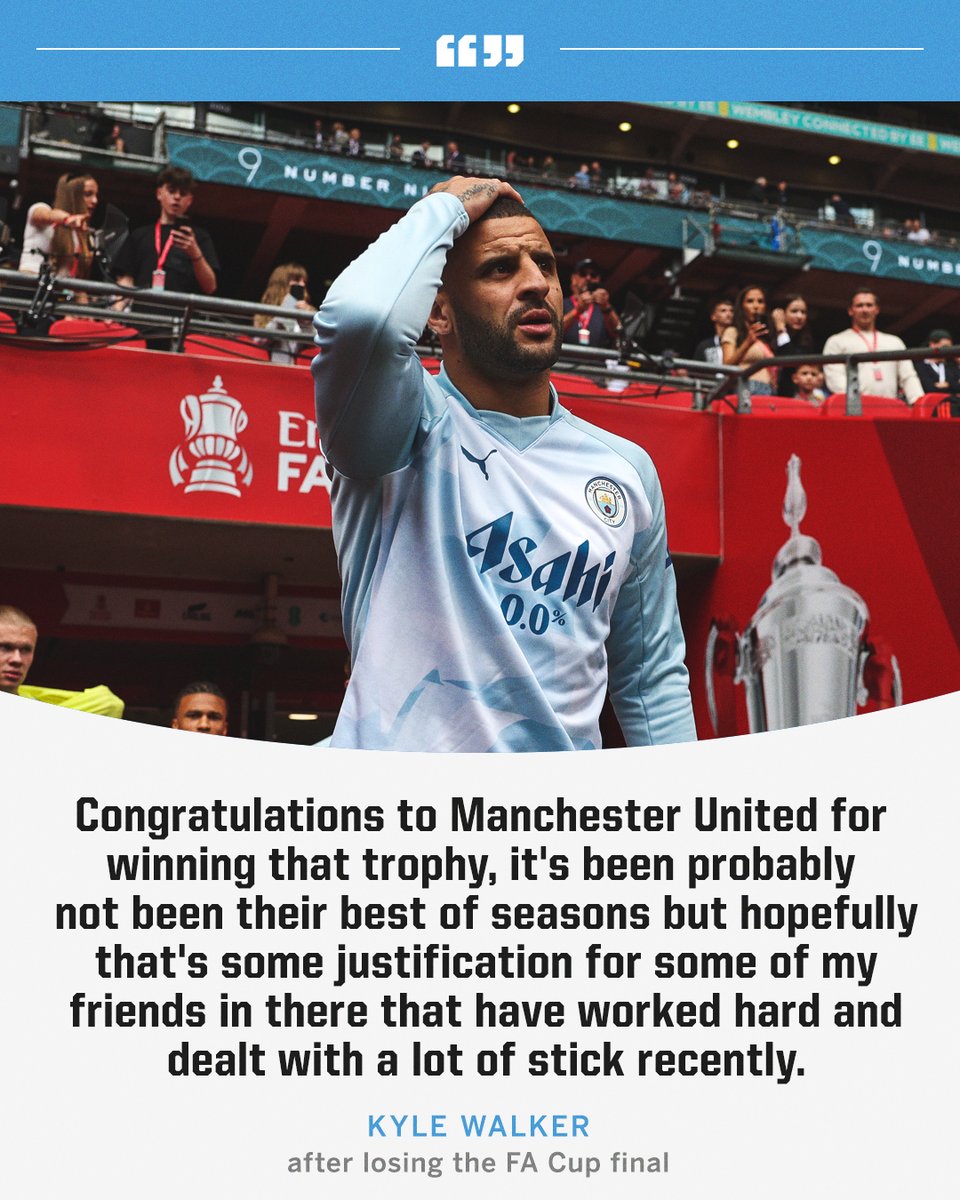 Kyle Walker with a classy response after being asked about losing the FA Cup final to this current Man United side 👏