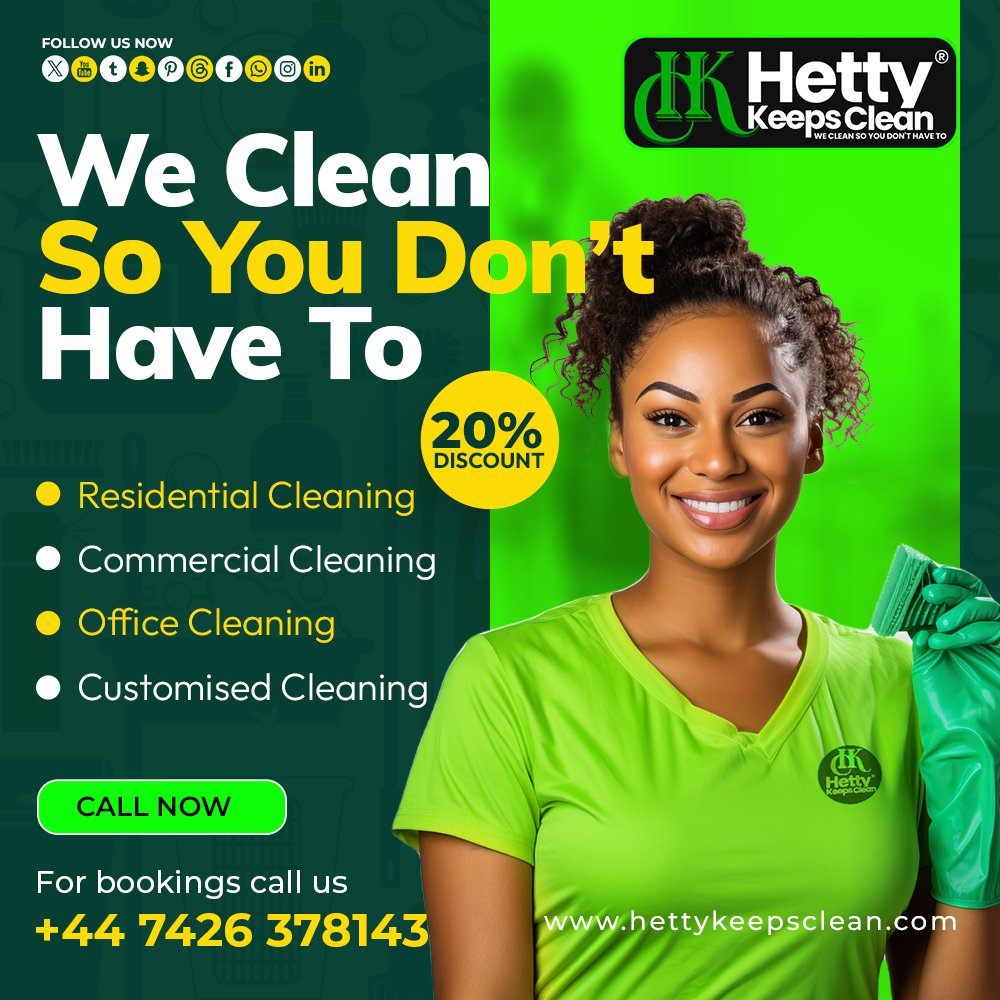 hettykeepsclean's tweet image. 🌟 Hetty Keeps Clean - We Clean, So You Don't Have To. Most reputable cleaning service company in Leeds, serving multitude of clients in Yorkshire &amp;amp; Humber 🇬🇧. #uk #cleaning #hettykeepsclean #services #office #home #commercial