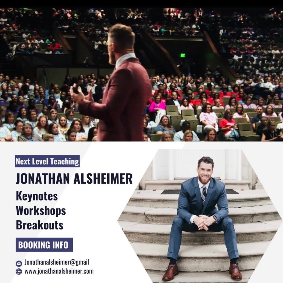 I would love to come work with your school and staff. 🎙️Keynotes 🎉Workshops and Breakouts with authentic strategies and activities to “Enhance Student Engagement!” To set up a virtual meeting 📅 Check out 💥 jonathanalsheimer.com DM OR email 📧 jonathanalsheimer@gmail.com