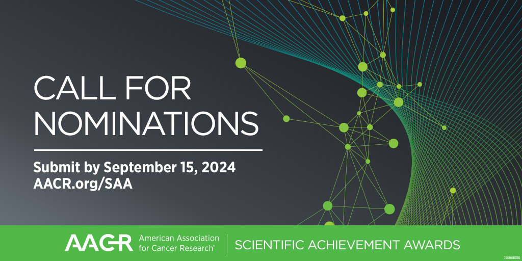 AACR Scientific Achievement Awards recognize scientific excellence by honoring individuals who have made significant contributions to our understanding of the diagnosis, prevention, and treatment of cancer. Nominate a colleague today:
bit.ly/3yAPGbQ