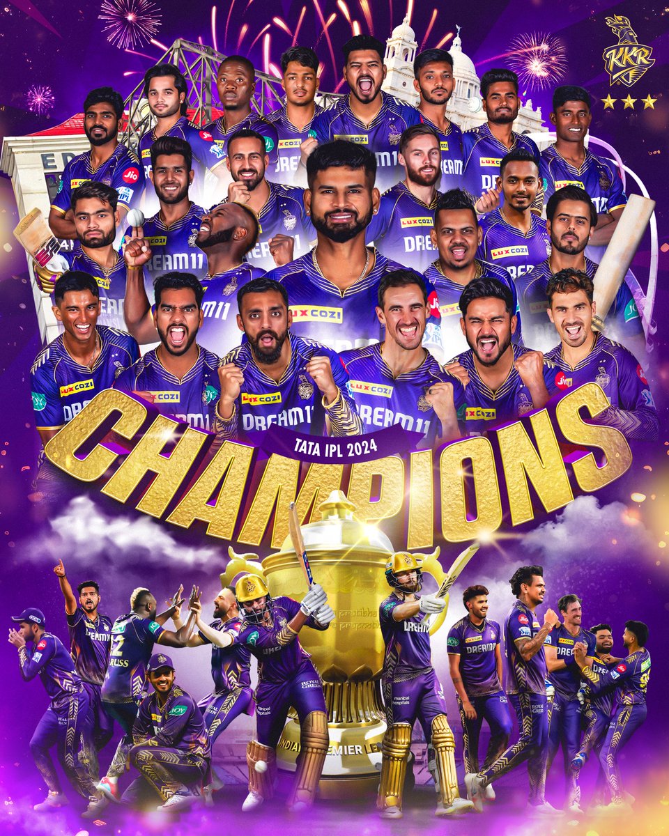 zhsaimon's tweet photo. Champions! Congratulations to @KKRiders on their well-deserved IPL 2024 victory.  #IPL #IPL2024 https://t.co/JPHFopudH1
