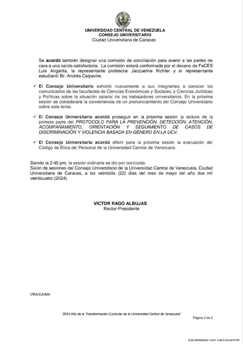 RT <a href="/CUUCV_oficial/">Consejo Universitario UCV Oficial</a>: Informe sesión ordinaria, miércoles 22 de mayo de 2024