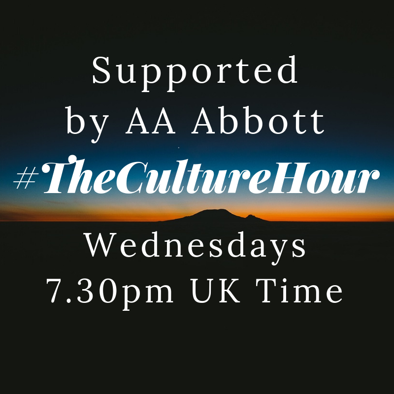 Evening X! Join us Every Wednesday at 7.30pm UK time for #TheCultureHour. Supported by @AAAbbottStories & hosted by @brumhour's @DavidWMassey Share about your favourite books, films, museums & art galleries from the UK & globally. #BrumHour