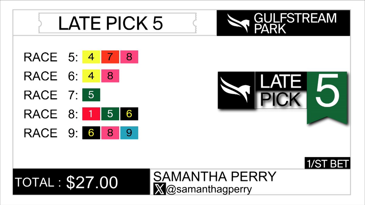 Late pick 5 coming up