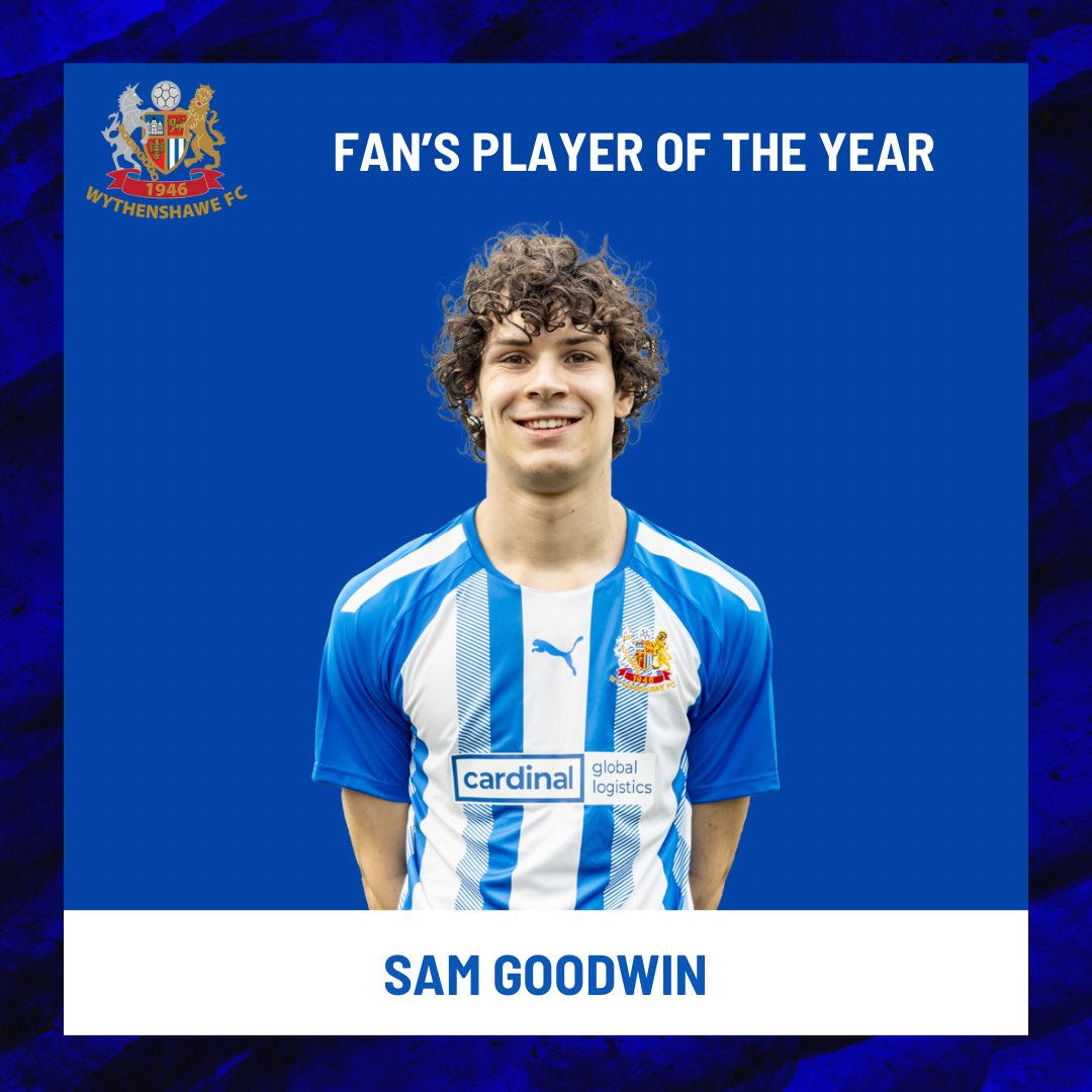 Our first team Fan’s Player of the Season is Sam Goodwin🏆 #UpTheAmmies 🔵⚪️