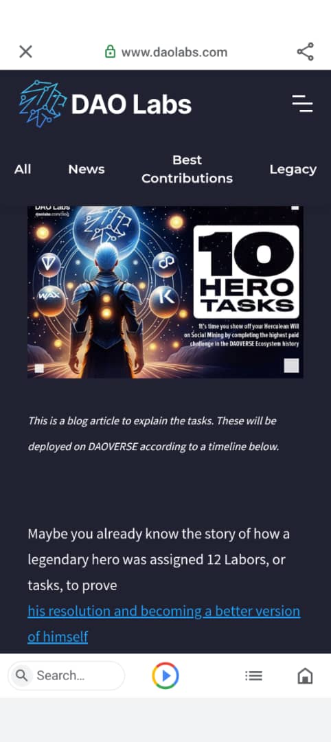 Hello great minds,the future belong to those who are mentally diligent @DAOlabs engaging in multiple makes you a #SocialMining hero

Be part of the 10 TASKS HERO and earn great deal of income
#DAOVERSE  $LABOR