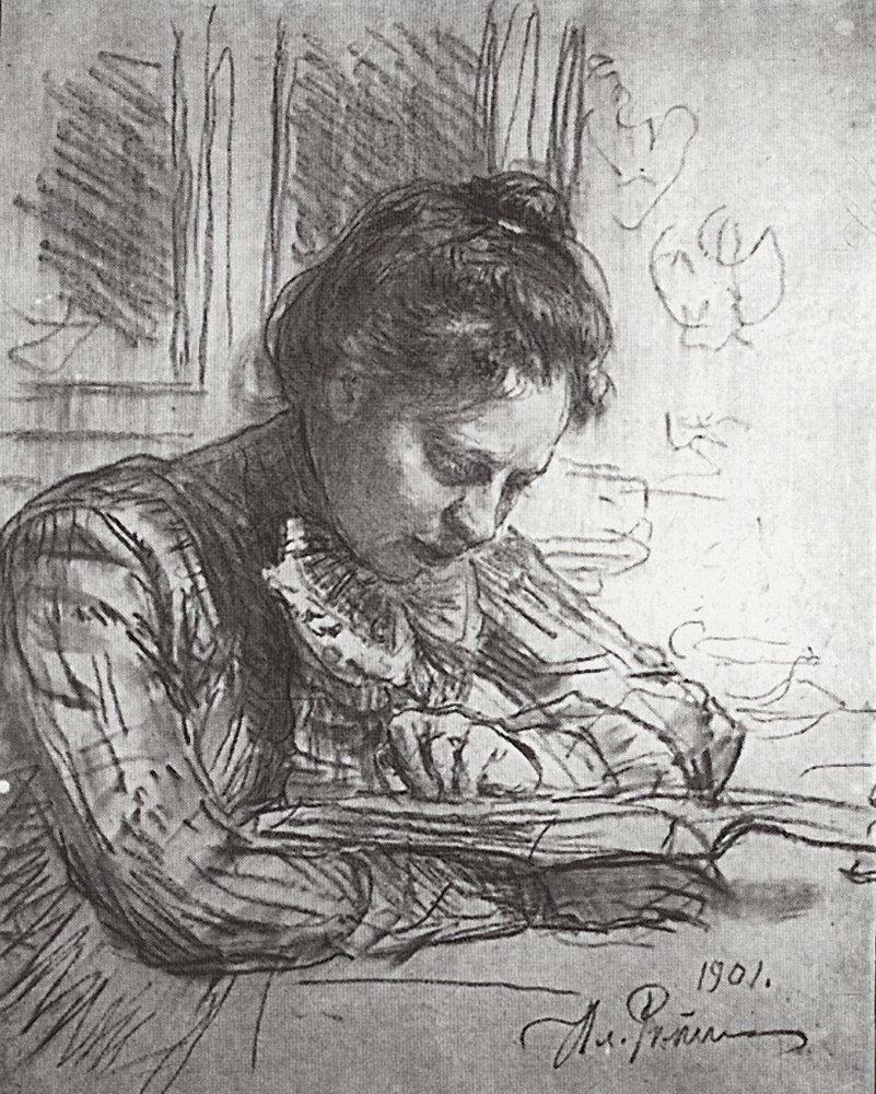 Reading (Portrait of Natalia B. Nordman) wikiart.org/en/ilya-repin/…