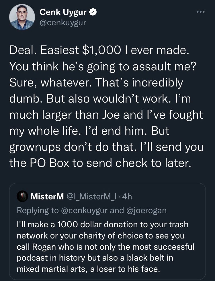 Does anyone else remember when Cenk Uygur got mad at the suggestion Joe Rogan could beat him up