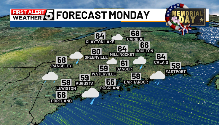 Enjoy the nicer weather today! Memorial Day will feature mostly cloudy skies and a few spotty showers for the first half of the day. The good news is, the bulk of the heavy rain holds off until Monday night