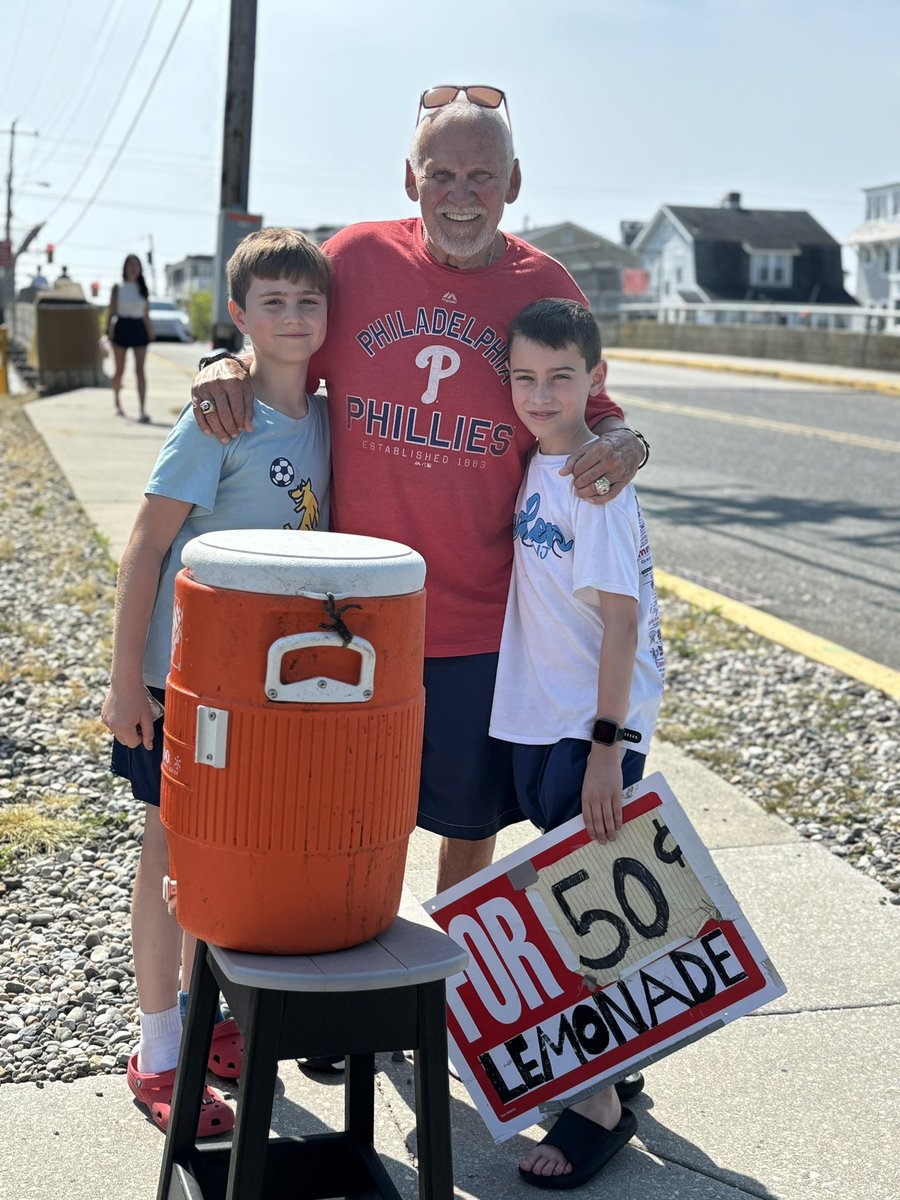 giniparent's tweet photo. When @bernieparent is one of your first customers…it’s going to be a great day! 
#LemonadeAndLegends #LetsGoPhillies https://t.co/9rxG4pbucm