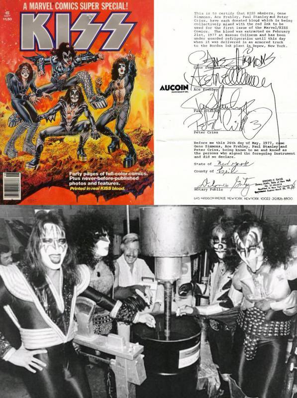 On this day in 1977, KISS provide Marvel Comics with a vial of their blood to be mixed with the red ink used to print their upcoming comic book.