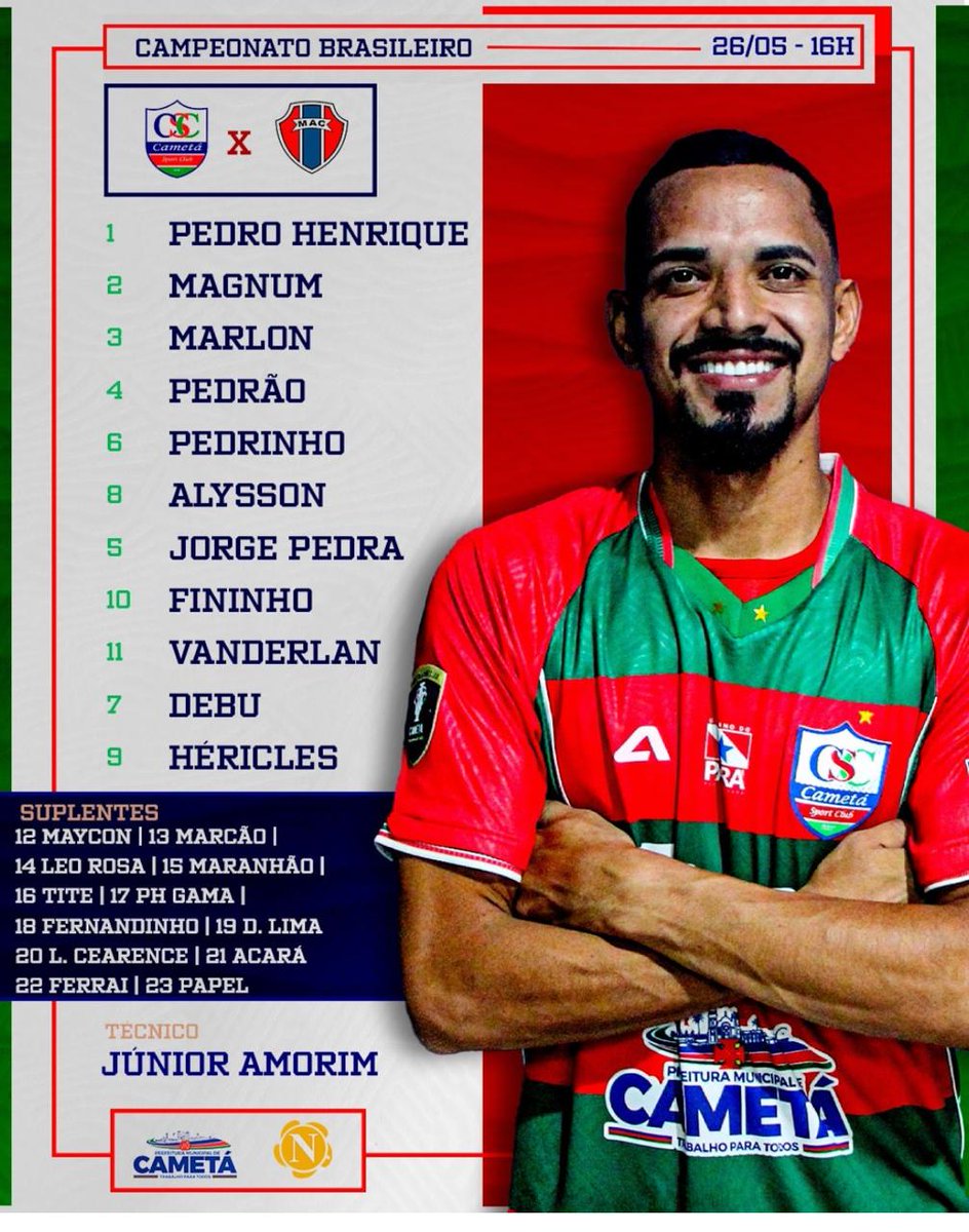 Maranhão e Cametá escalados para a quinta rodada da Série D do Campeonato Brasileiro. Jogo no interior do Pará.