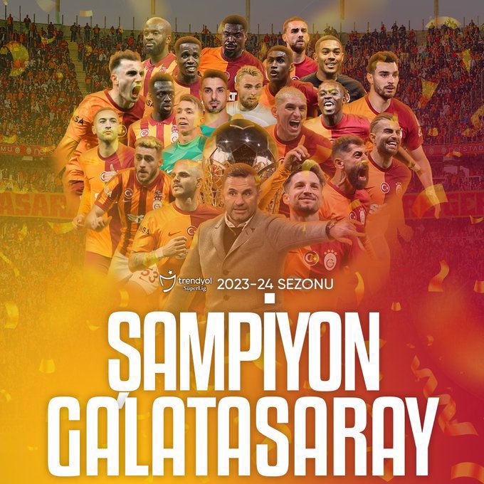 🟡🔴
Trendyol Süper Lig 2023 - 2024 sezonu Şampiyonu olan <a href="/GalatasaraySK/">Galatasaray SK</a> Kulübü'nü tebrik ederiz.