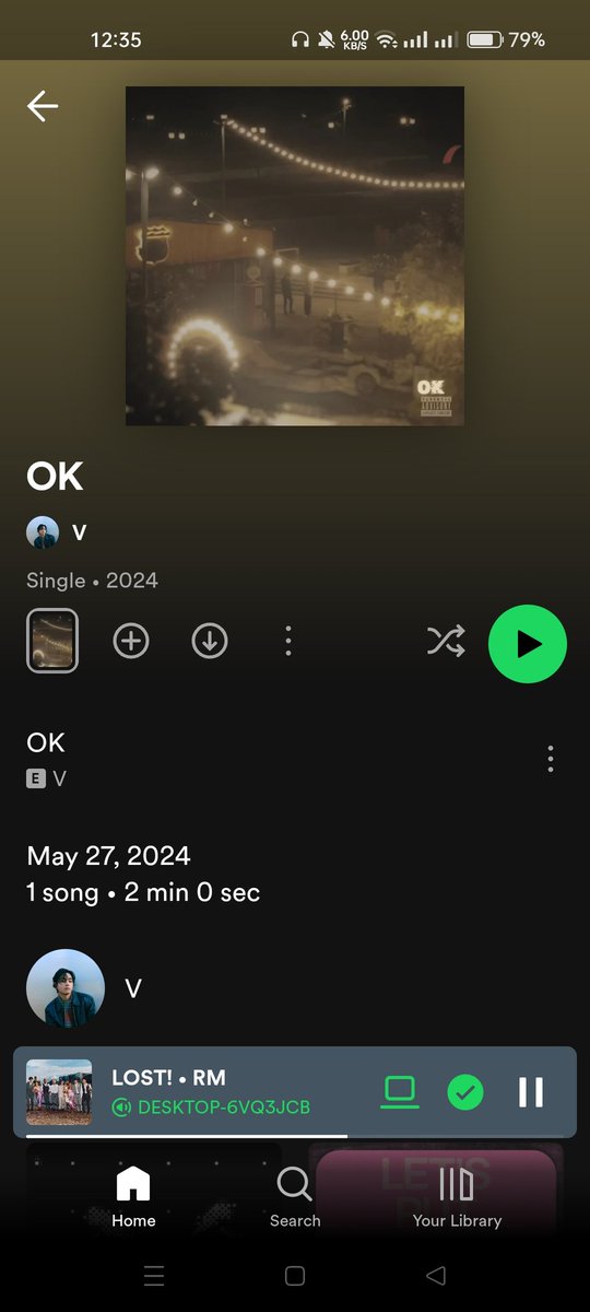 Hello @Spotify @SpotifyCares Just noticed that a song named 'OK' that doesn't belong to V of @BTS_twt is credited under his name on Spotify. @Spotify Please check the issue, fix it and ensure it doesn't happen again.🙏🏻