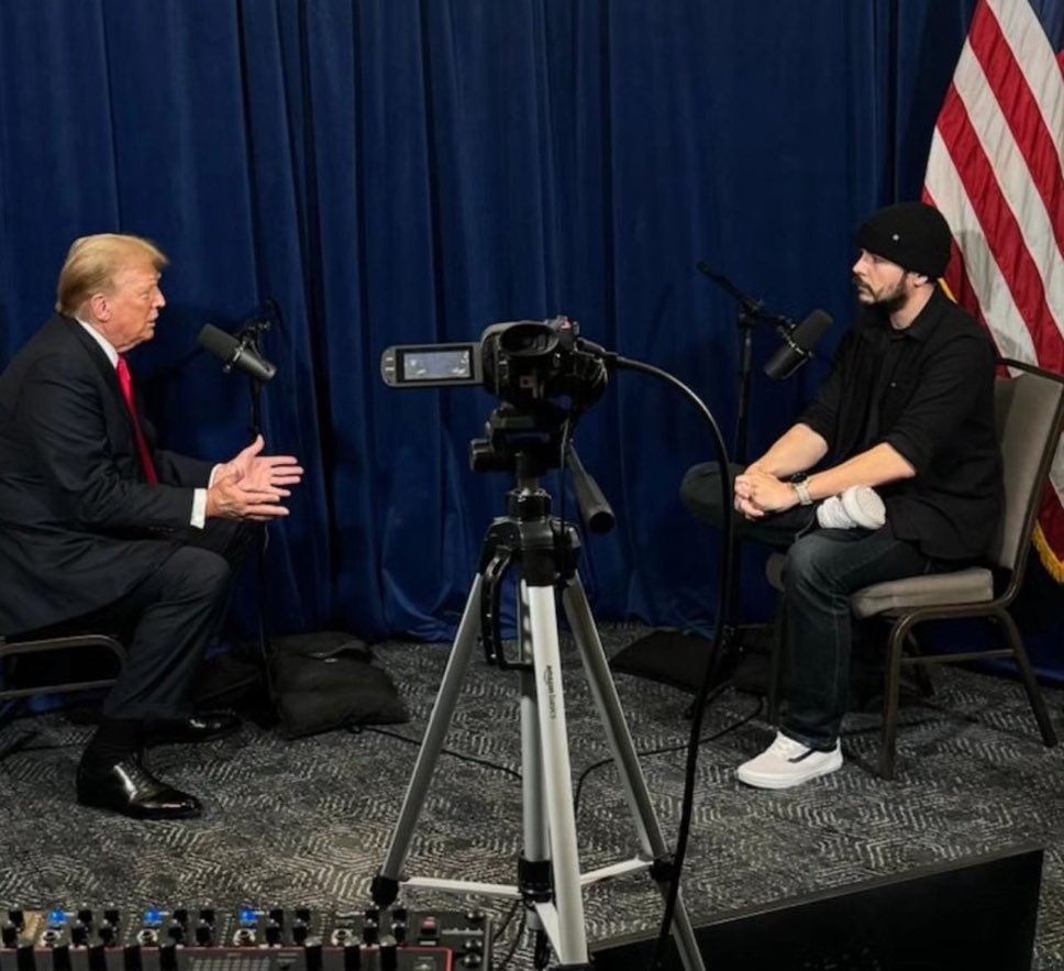 Dude couldn’t even put a suit on and take the beanie off to do an interview with President Trump. Guys, if you want people in real life to take you seriously, please don’t follow this guy’s lead.