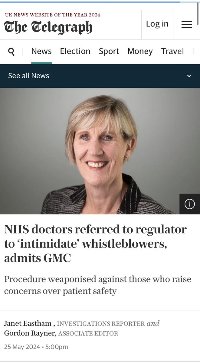 They tried to intimidate me, I’ve had it from other Drs for YEARS. But it just fuels my fire. As my father taught me since I was a kid, never give up, don’t back down, stand up to bullies and ALWAYS be unafraid in speaking truth to power 👊🔥 telegraph.co.uk/news/2024/05/2…