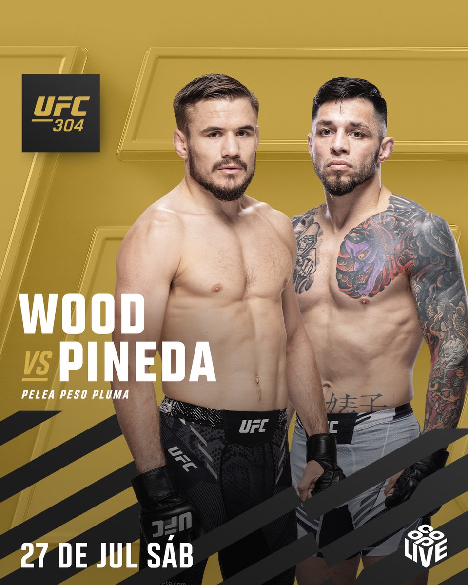 UFC Español (@ufcespanol) on Twitter photo Hay representación latina en #UFC304 con este duelo en peso pluma💪
<a href="/TheProspectMMA/">Nathaniel Wood</a> vs <a href="/DanielPitPineda/">Daniel Pineda</a> Hay representación latina en #UFC304 con este duelo en peso pluma💪
<a href="/TheProspectMMA/">Nathaniel Wood</a> vs <a href="/DanielPitPineda/">Daniel Pineda</a>