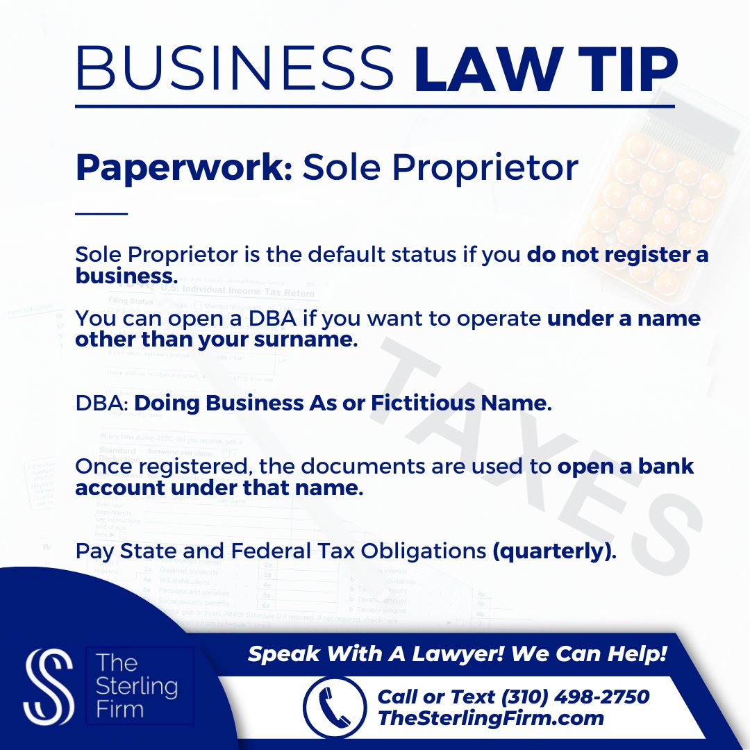 🤔 Do You Run A Business? Do You Know What Is A Sole Proprietorship? 🤔 📲 +1(310)498-2750 TOLL FREE: (844) 4-GETLEGAL / (844) 443-8534 #lawyer