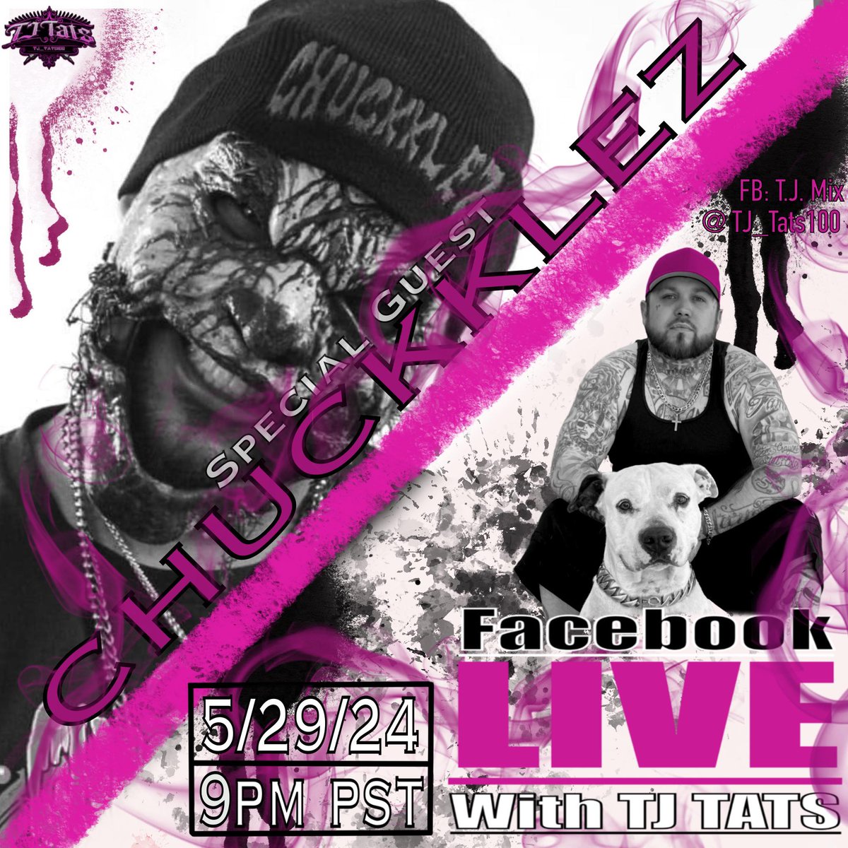 ATTENTION ALL MY FELLOW FREAKS AND FREAKSHOWS!!! This Wednesday the 29th, I'll be going LIVE here on Facebook with my brotha TJ Tats for a wicked interview and special challenge all together! We'll be going LIVE at 9 pm PST so don't miss out and come join us on the fun soon! 😈