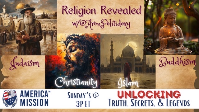 New AM & Friends scheduled space by host @AronPolitidoxy 'Religion Revealed' A #MustJoin!! 🎙️x.com/i/spaces/1YqKD… ‘Religion Revealed’ every two weeks Aron will delve into aspects of various religions whether archeological, theological or historical.