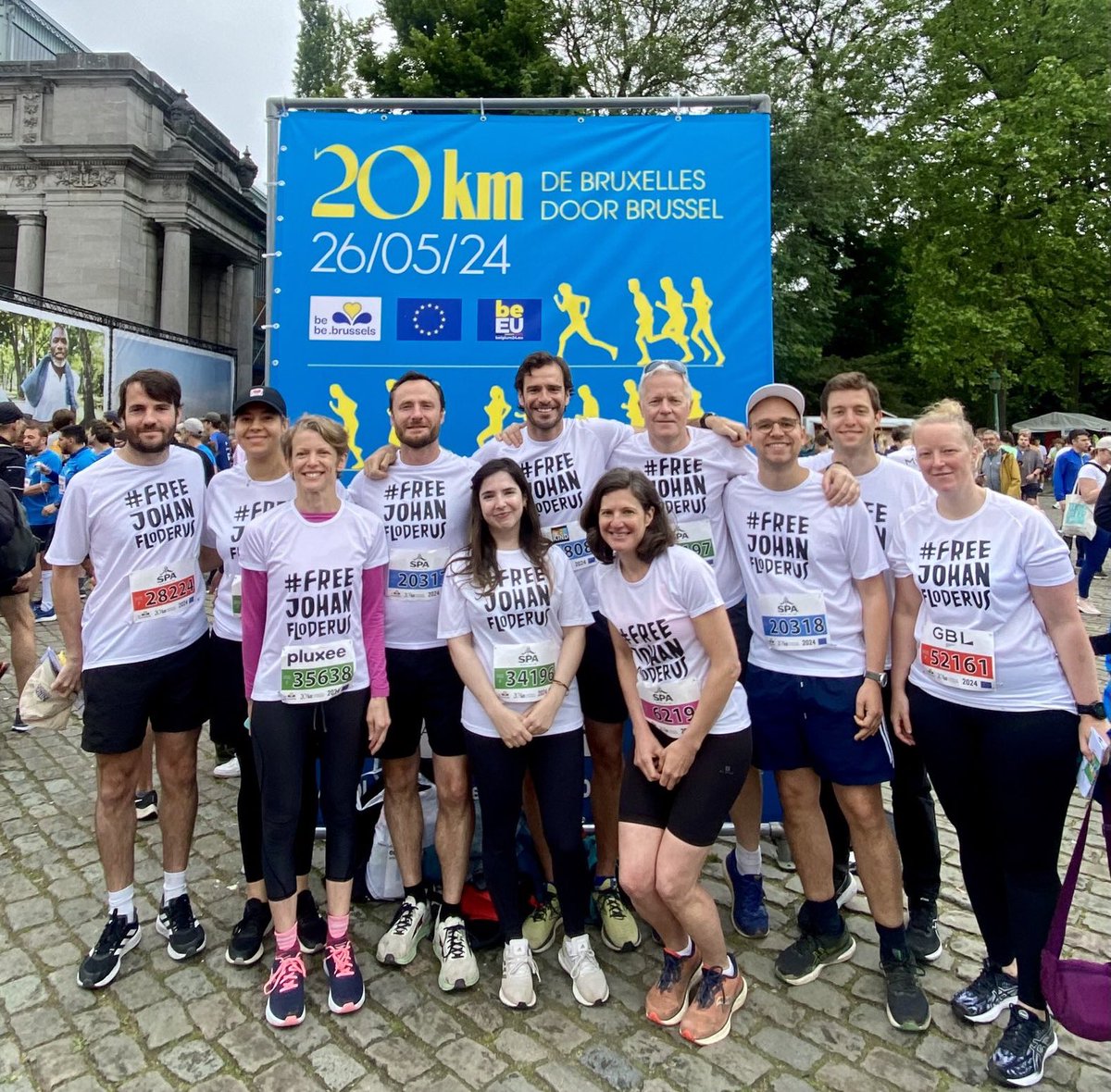 26.05.2024 Some members of the #FreeJohanFloderus team at @20kmbru today 👟 We ran & walked to request to #EndHostageDiplomacy & release all hostage immediately. We surpassed ourselves for them. Not even the rain could stop us. Congrats to everyone🏅#FreeThemAll #BringThemHome