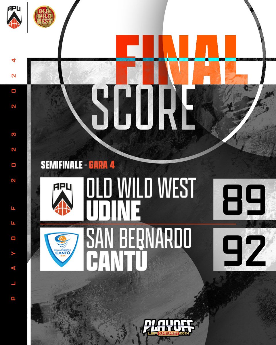 Finisce qui la stagione dell’APU Old Wild West Udine: i bianconeri escono a testa altissima dopo un tempo supplementare. Grazie ragazzi 🤍🖤 #apumania #apudine #bianconeri #LNP #LaNostraPassione