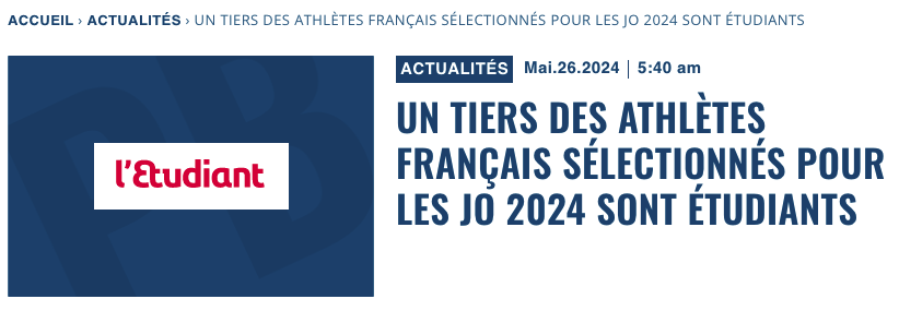 Un tiers des athlètes français sélectionnés pour les JO 2024 sont étudiants Pour l’instant, ils ne sont que 35 étudiants sur les 116 athlètes déjà sélectionnés pour les JOP #Paris2024, mais l’objectif est bien qu’ils constituent toujours à terme près d'un tiers des 800 athlètes