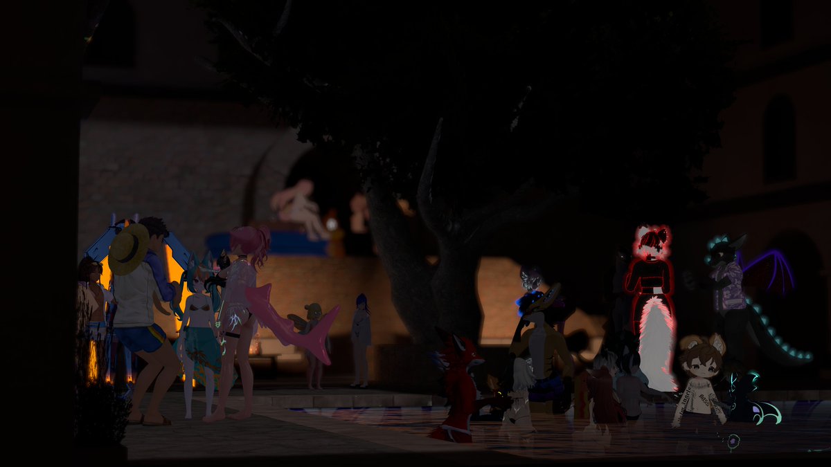 Had the honor of building a world/DJing at a pool party for Virtual Relics yesterday.
Today I've made the world public if anyone wants to use it for their own parties:
(pics by <a href="/DragooVR/">Dragoo</a> )
vrchat.com/home/world/wrl…

#VRChat