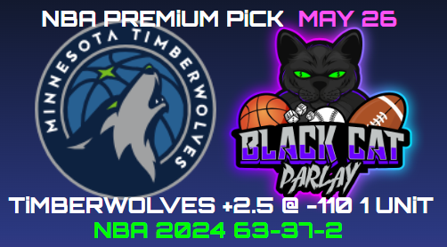 blackcatparlay's tweet photo. NBA PREMiUM PiCK MAY 26๐บ
TiMBERWOLVES +2.5 @ -110
LiKE N LETS GO!โค๏ธ๐
@Hardrockbet #BringYoAss #NBAPlayoffs https://t.co/E5j4F0JAHy